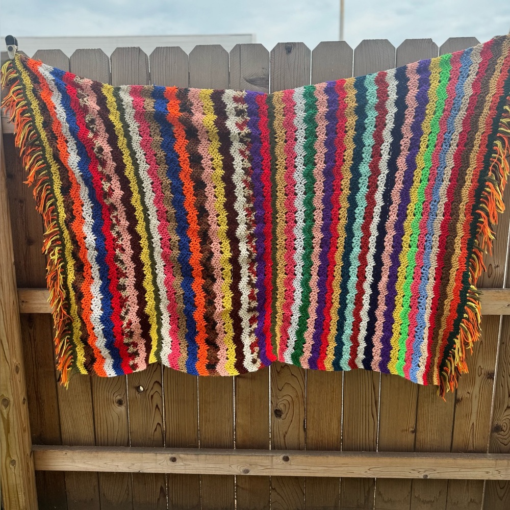 Colorful‎ Striped Crochet Blanket